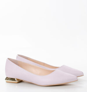 KORA - jasnofioletowe baleriny licowa skóra na płaskim obcasie - obrazek 2