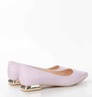 KORA - jasnofioletowe baleriny licowa skóra na płaskim obcasie - obrazek 3