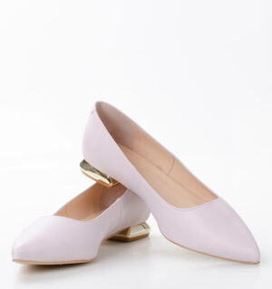 KORA - jasnofioletowe baleriny licowa skóra na płaskim obcasie - obrazek 6